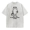 Funny Frog Illustration Washed T-shirt