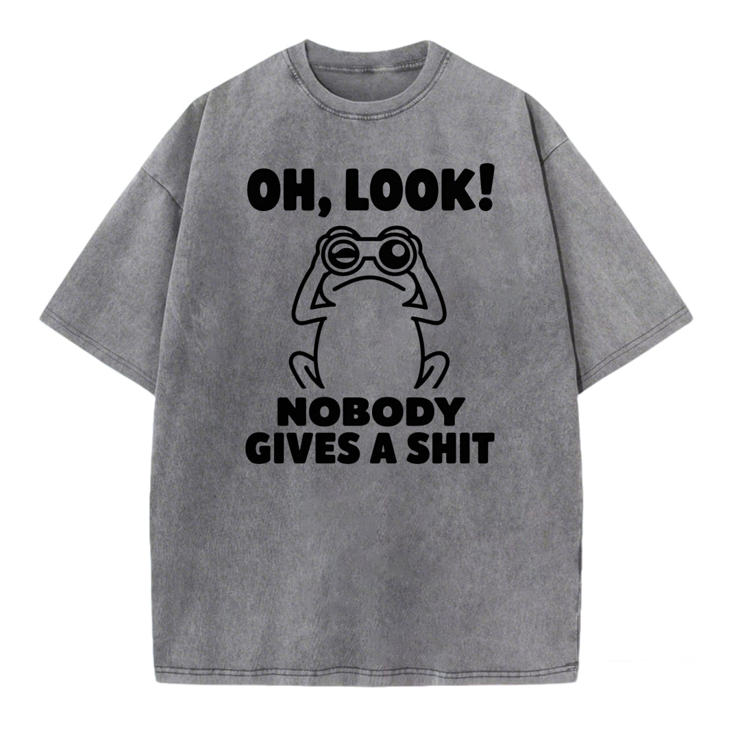 Funny Frog Graphic Printed Washed T-shirt