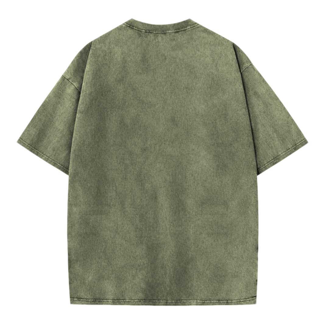 Funny Frog Graphic Printed Washed T-shirt